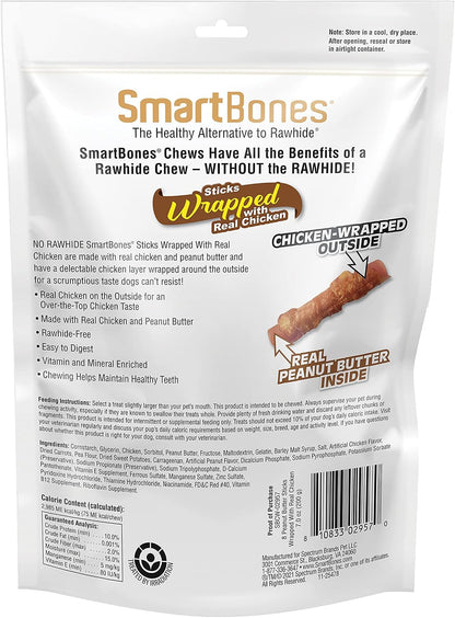 Dog chewing a SmartBones chicken wrapped stick