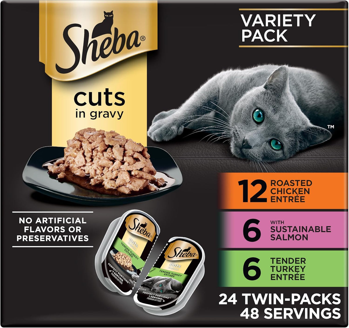 Sheba Perfect Portions Cuts in Gravy Wet Cat Food Multipack, 24 Trays