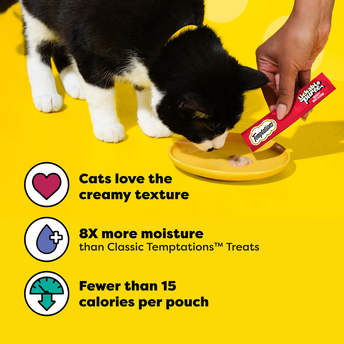 Temptations Creamy Purée Lickable Cat Treats – Seafood Variety, 48 Count