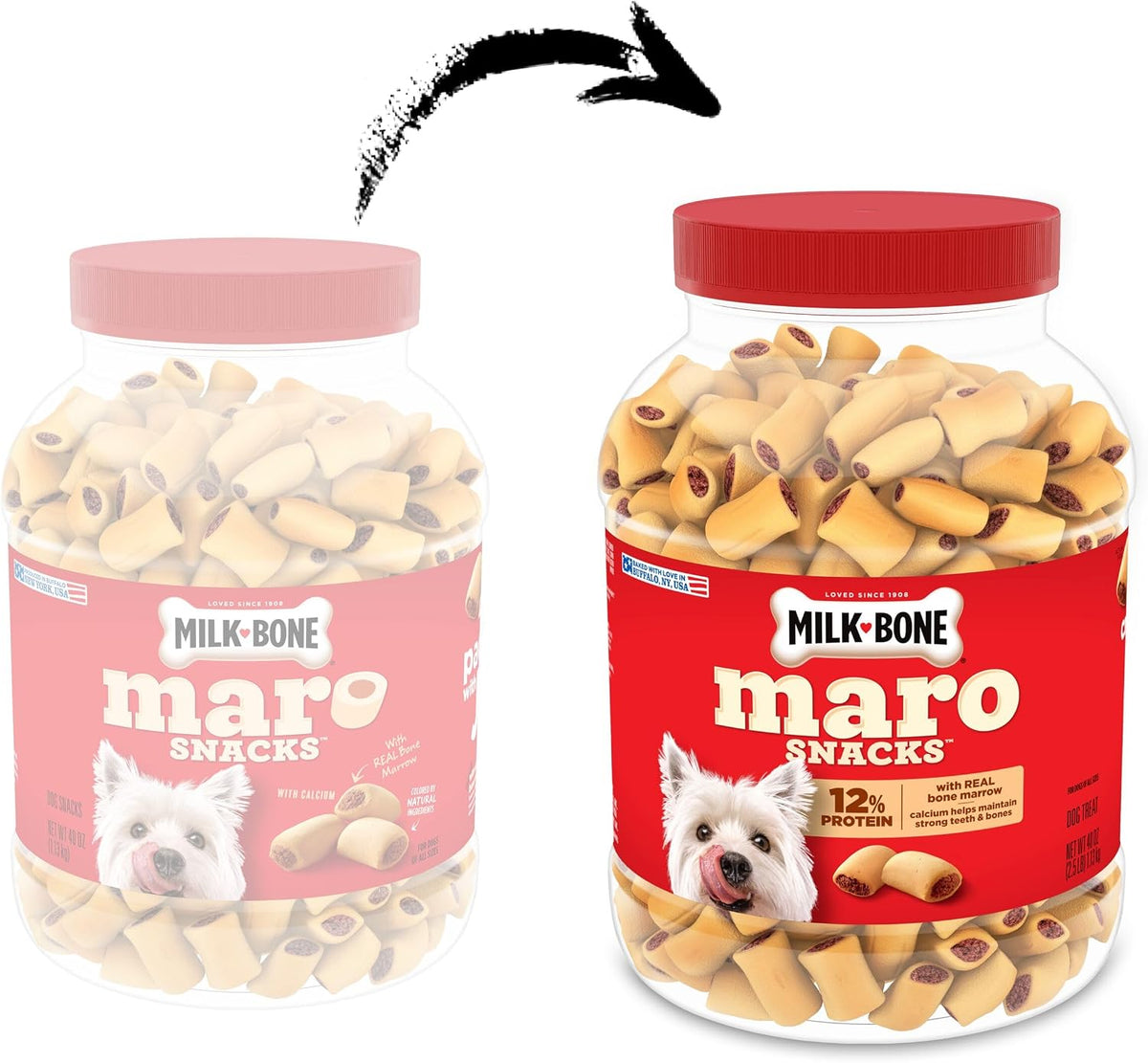 Dog eating a Milk-Bone MaroSnacks crunchy biscuit treat