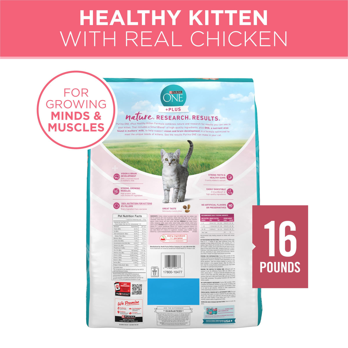 Purina ONE High Protein Kitten Dry Cat Food, 7 lb Bag