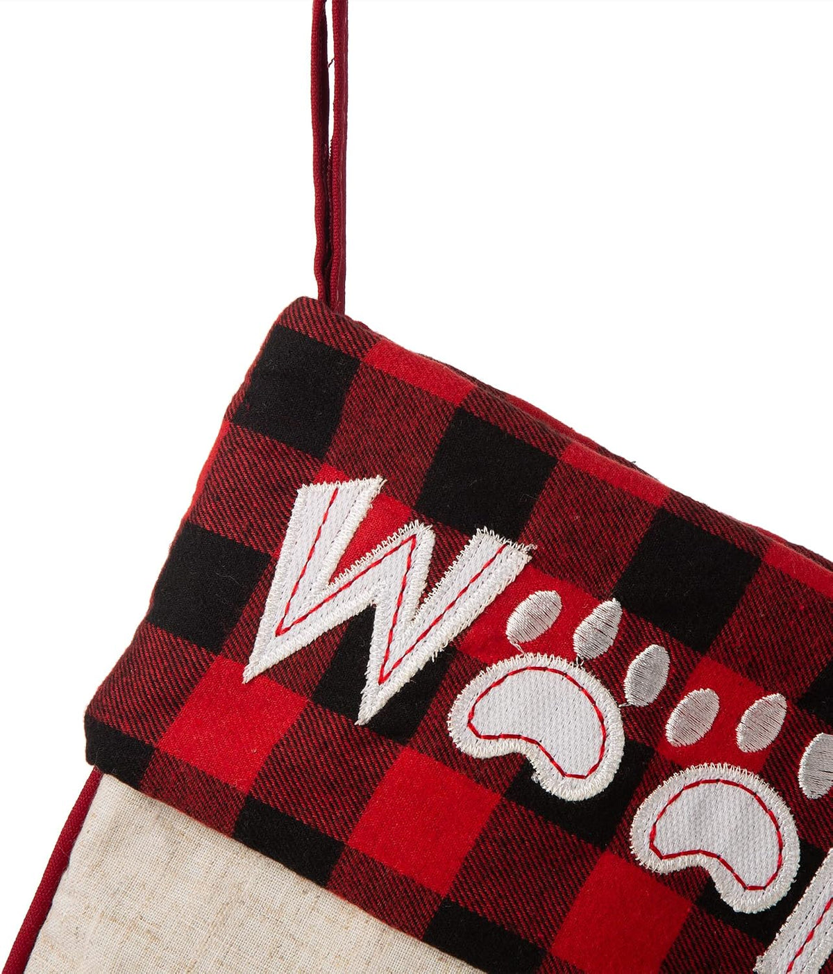 Glitzhome LED Christmas Stockings – 21" Embroidered Linen Stockings, 2-Pack