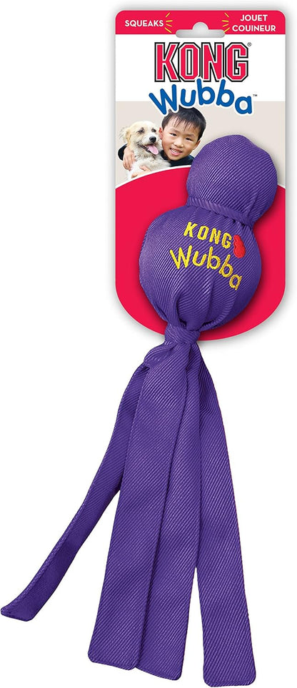 KONG Wubba nylon dog toy with long tails and squeaker
