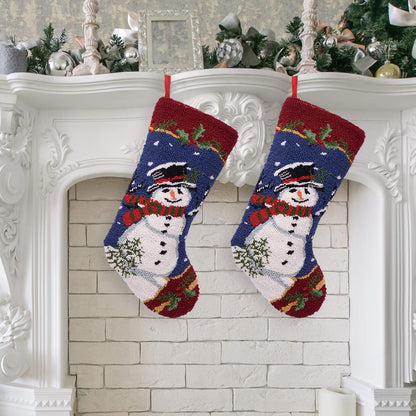 Glitzhome LED Christmas Stockings – 21" Embroidered Linen Stockings, 2-Pack