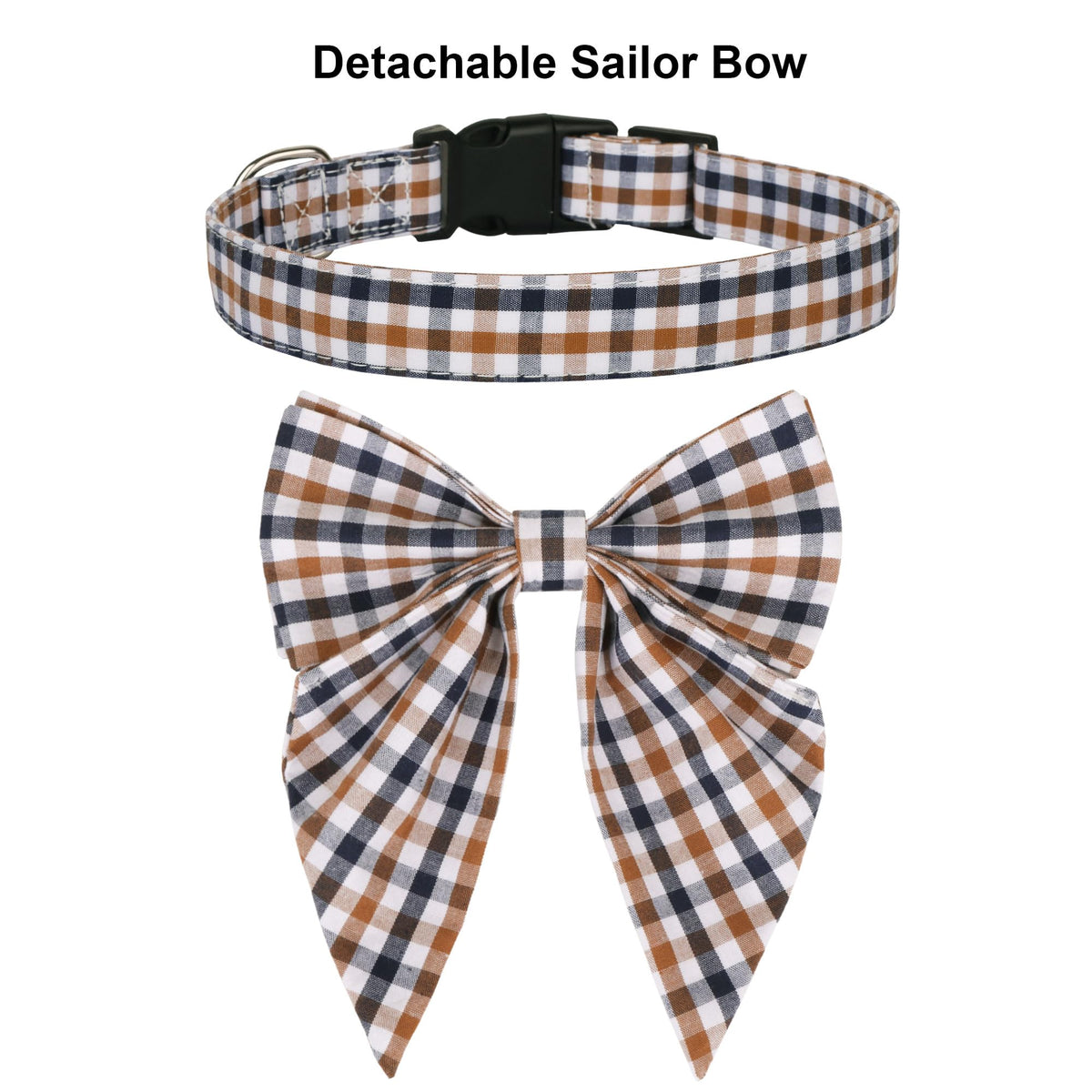 ADOGGYGO Christmas Dog Collar with Bow – Red & Green Plaid Cotton Dog Collar