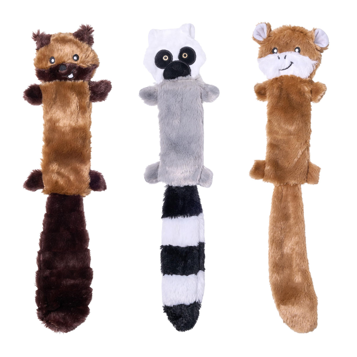 Dog playing with a ZippyPaws Skinny Peltz no-stuffing plush toy