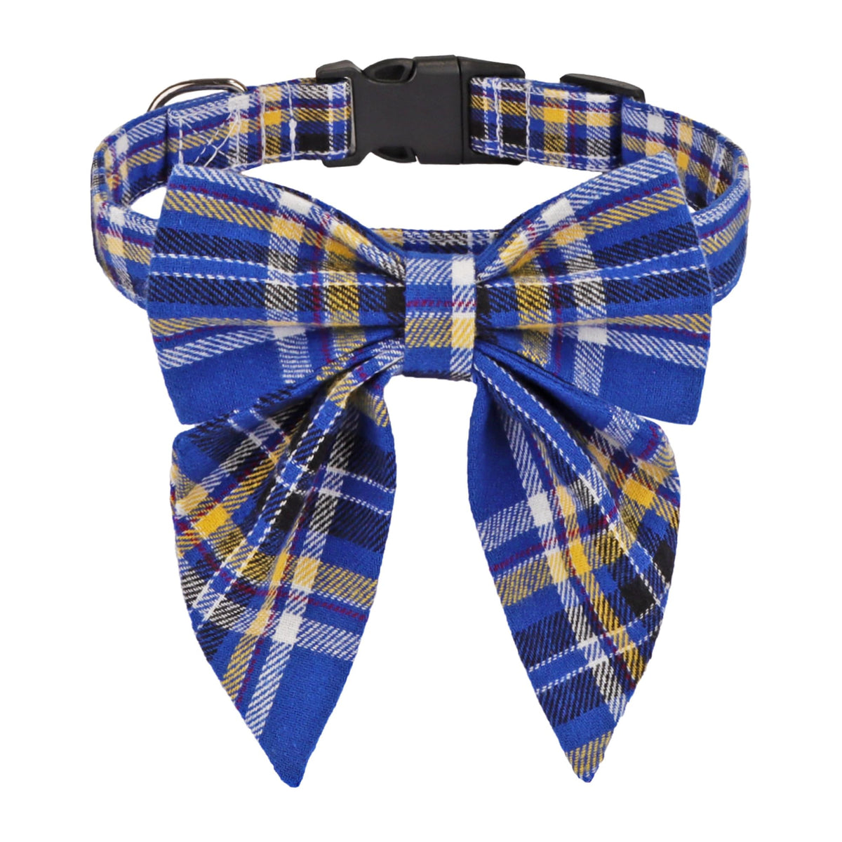 ADOGGYGO Christmas Dog Collar with Bow – Red & Green Plaid Cotton Dog Collar