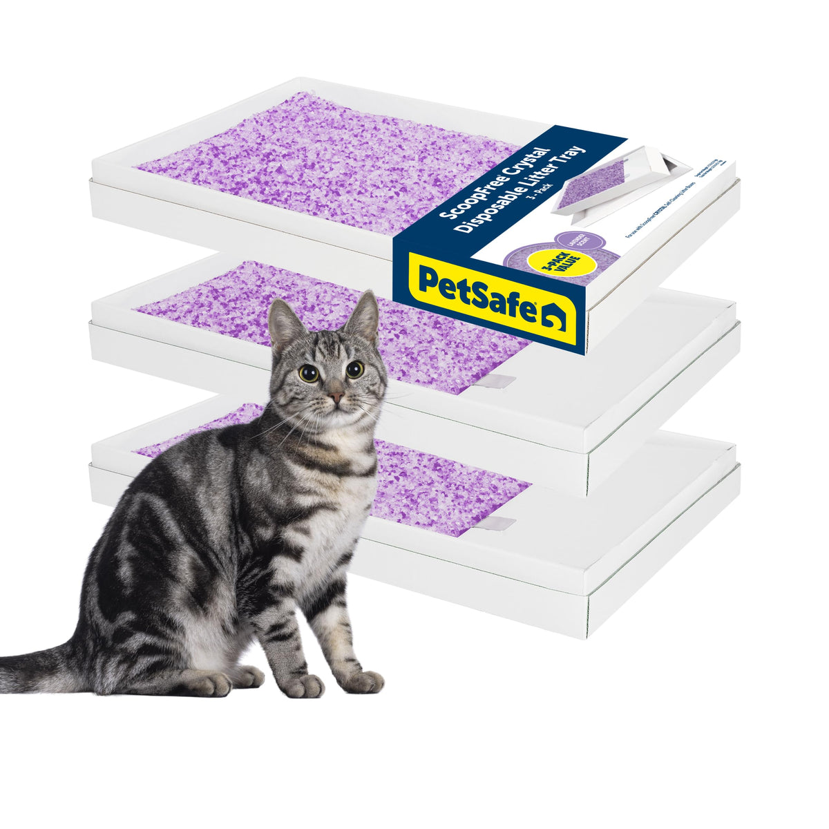 PetSafe ScoopFree Lavender Crystal Disposable Cat Litter Trays, 4-Pack