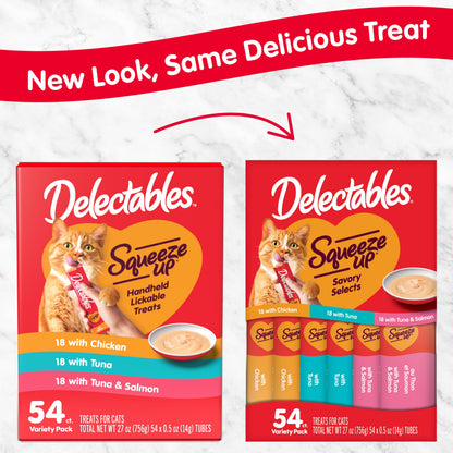 Hartz Delectables Squeeze Up Lickable Cat Treats – Variety Pack, 24 Tubes