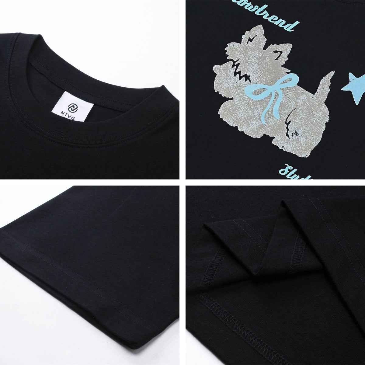 Fun Animal Letter Print Short Sleeve T-Shirt Men's Summer  Loose Casual Versatile Couple Top