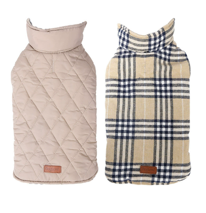 Waterproof Reversible Plaid Dog Jacket for Pets