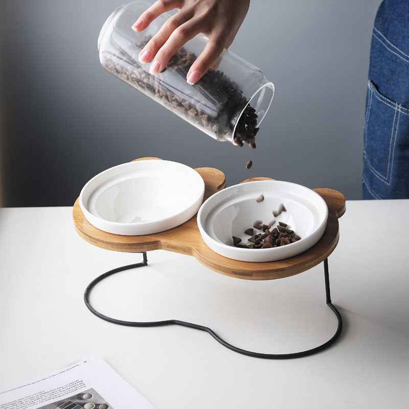Spine Protection Bowl Holder for Cat Food and Water