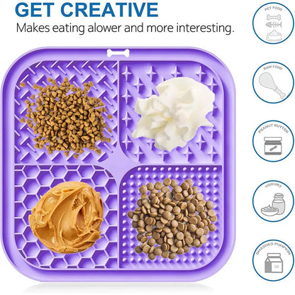 Pet Licking Mat Silicone Pet Food Suction Cup Licking Mat Slow Feeding Mat Anti-choking Slow Food Basin