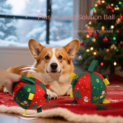 Christmas style dog toy ball outdoor sports ball self fun grinding plush ball small and medium-sized dog training pet toy