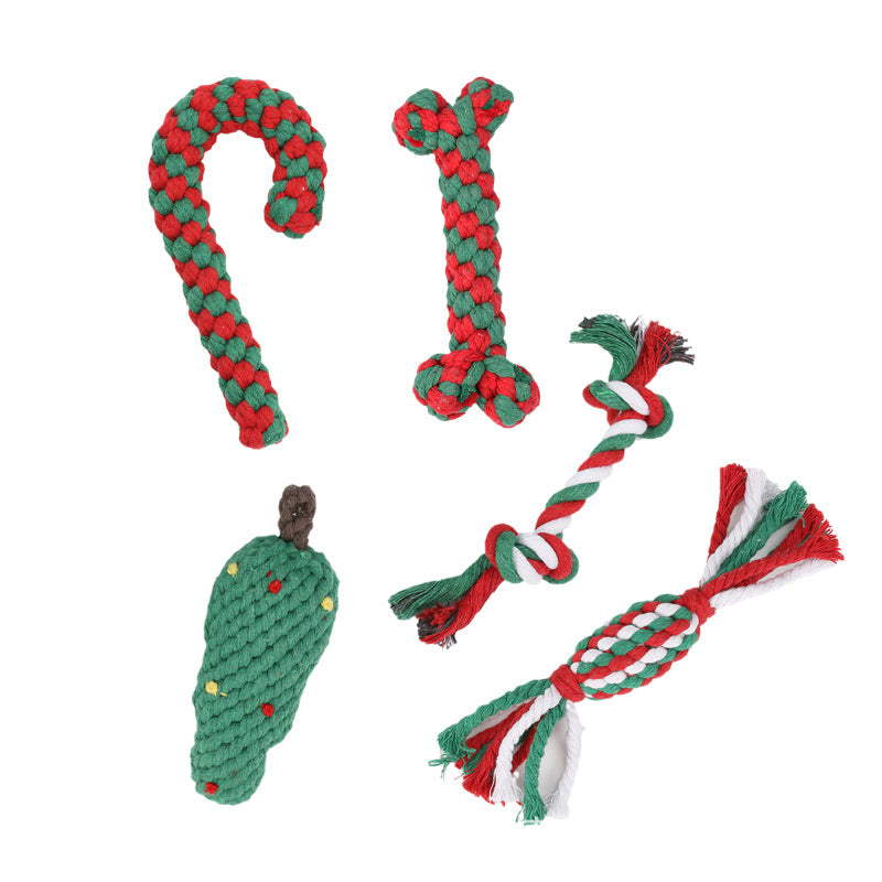 Pet Toys Christmas Series Christmas Combination Cotton Rope Toys Teeth Cleaning Teeth Grinding Dog Toys