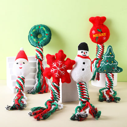 Christmas Plush Rope Dog Toy – Festive Chew Toy in 6 Holiday Designs