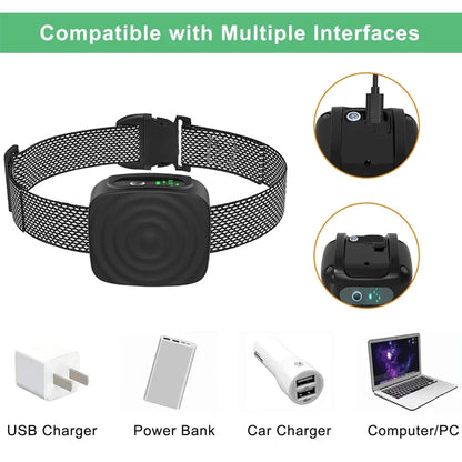 Pet Dog Anti Bark Device USB Ultrasonic Intelligent Electric Training Stop Barking Vibration Water Proof Collar Pet Products