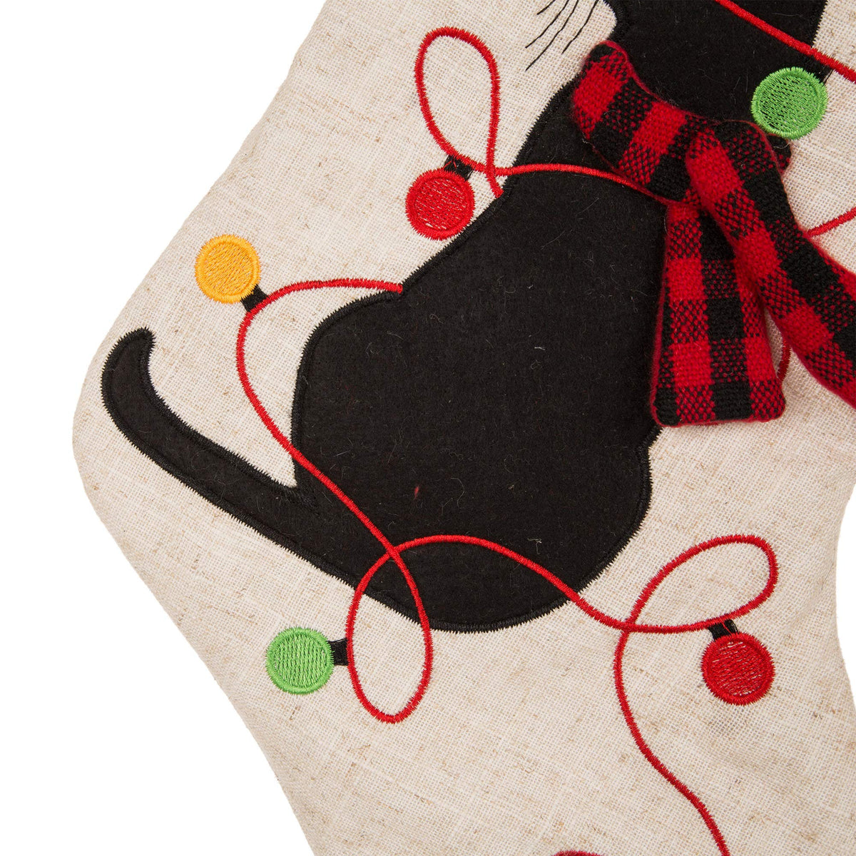 Glitzhome LED Christmas Stockings – 21" Embroidered Linen Stockings, 2-Pack