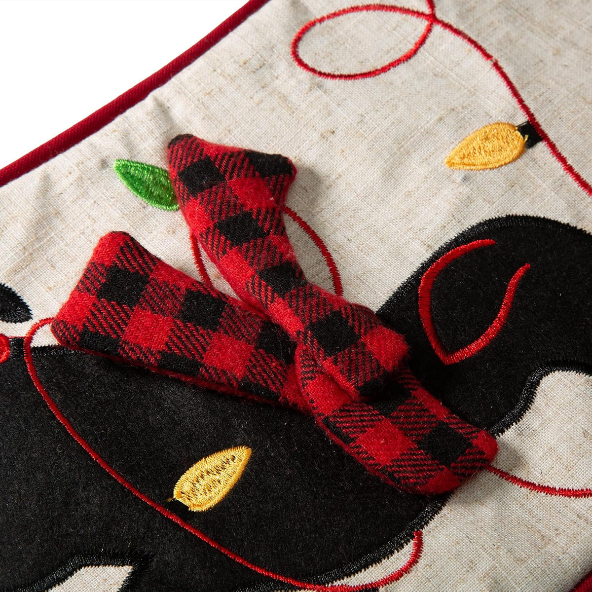Glitzhome LED Christmas Stockings – 21" Embroidered Linen Stockings, 2-Pack