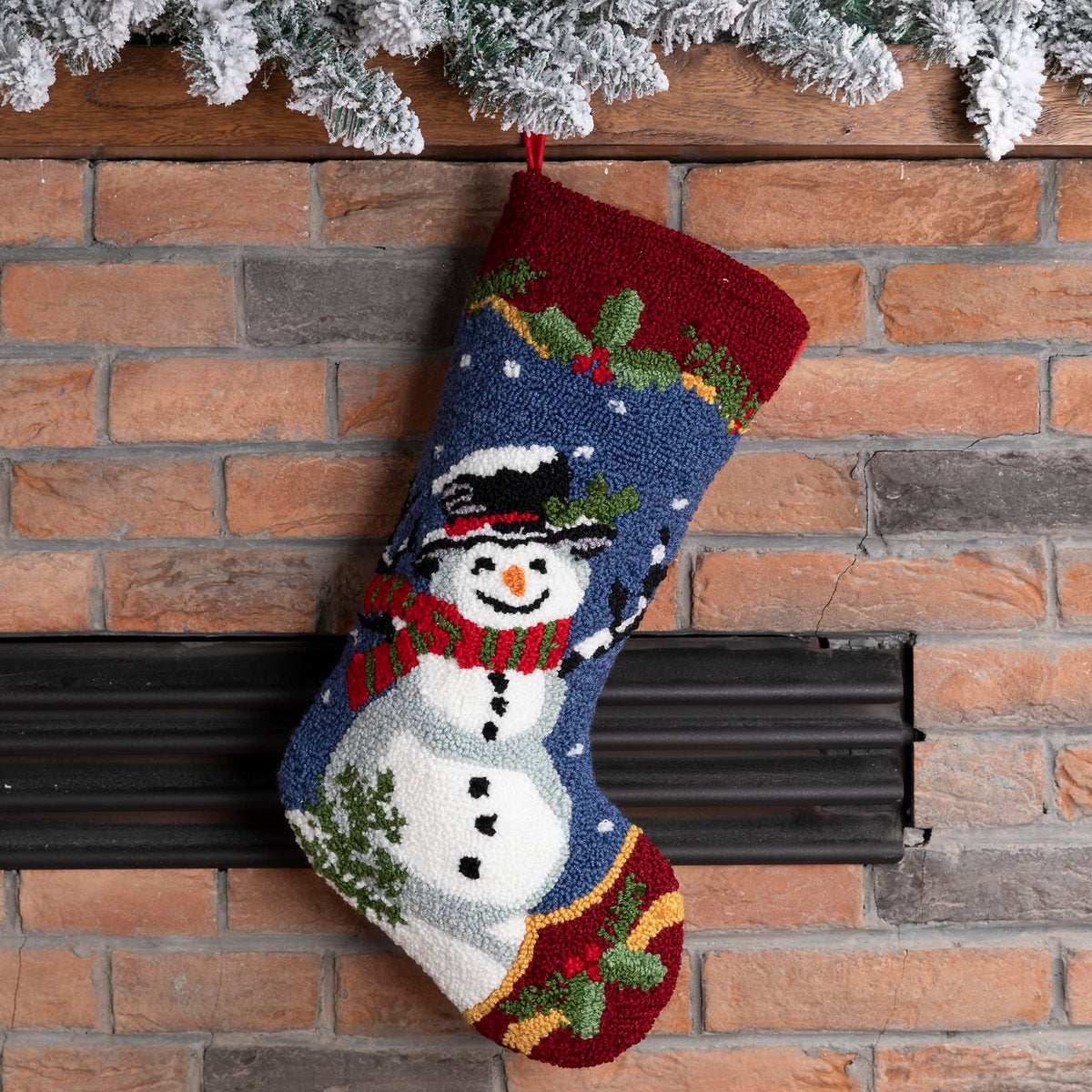 Glitzhome LED Christmas Stockings – 21" Embroidered Linen Stockings, 2-Pack