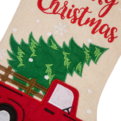 Glitzhome LED Christmas Stockings – 21" Embroidered Linen Stockings, 2-Pack