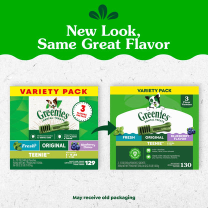 Greenies Teenie Natural Dental Dog Treats – Fresh Mint Flavor, 43 Count