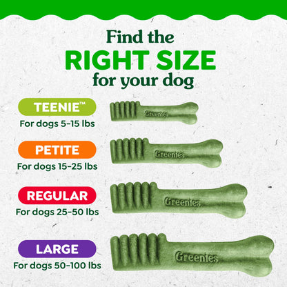 Greenies Teenie Natural Dental Dog Treats – Fresh Mint Flavor, 43 Count