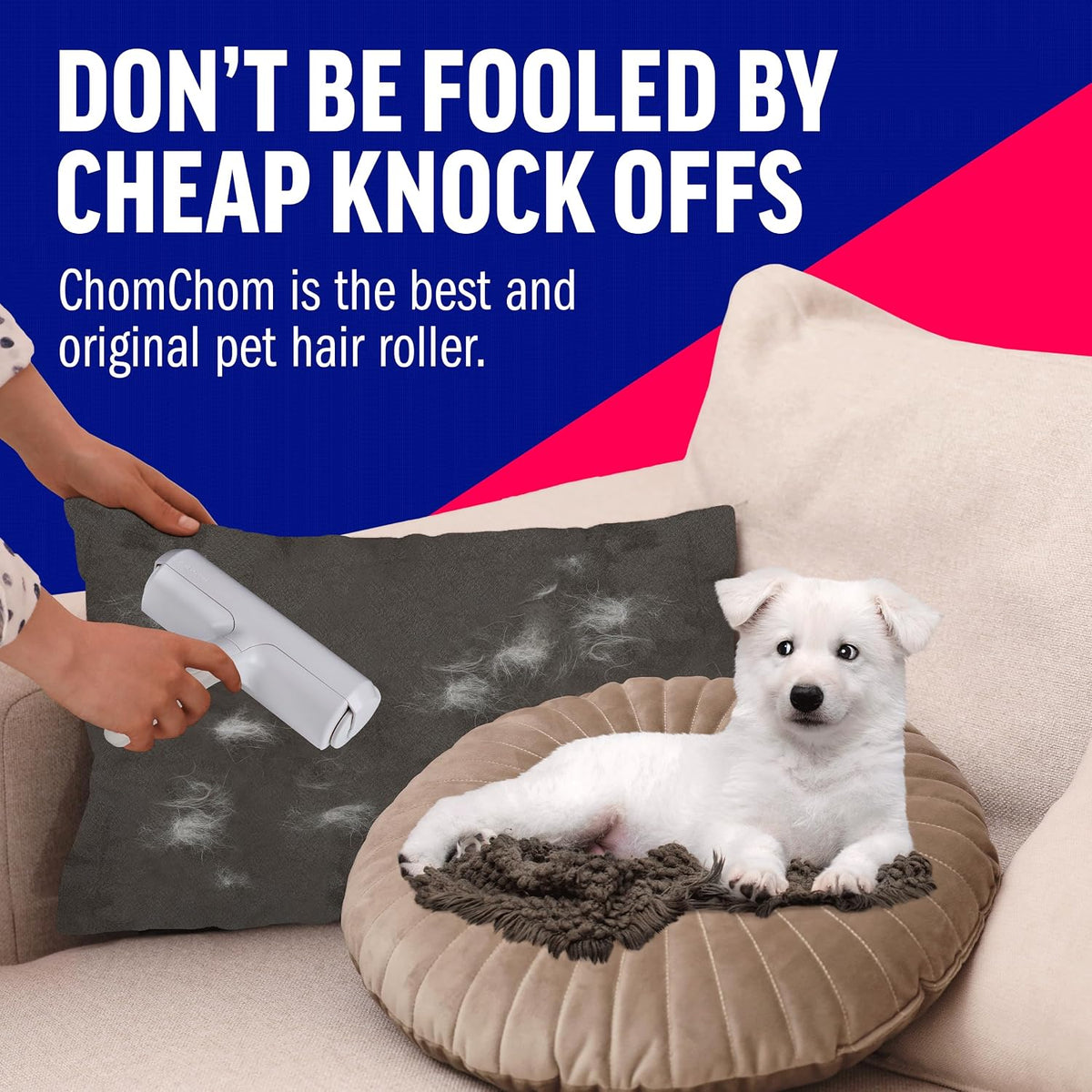 ChomChom Roller reusable pet hair remover white