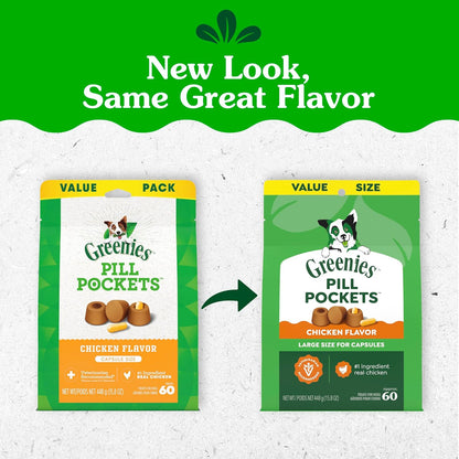 Greenies Pill Pockets for Large Dogs – Chicken Flavor, 15.8 oz