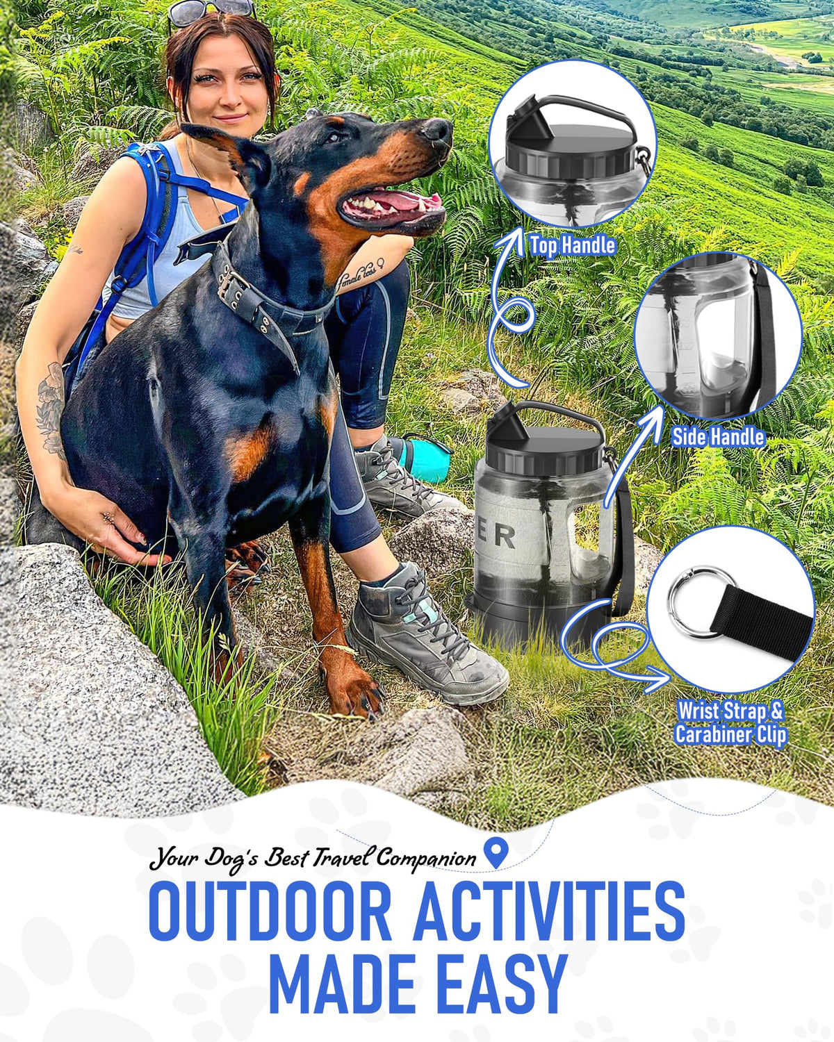 lesotc leak-proof dog water dispenser for hiking