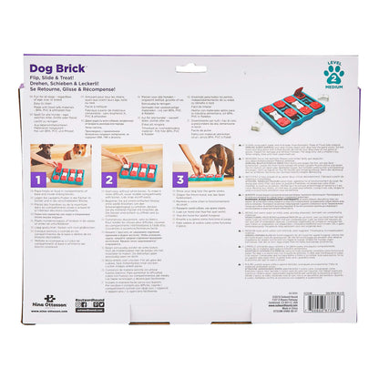 Dog Brick treat puzzle with sliding compartments