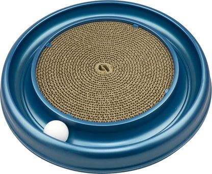 Bergan Turbo Scratcher cat toy with round ball track and cardboard scratch pad