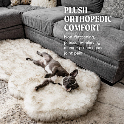 PAW PupRug Orthopedic Memory Foam Dog Bed – White/Brown, 40 x 25 in