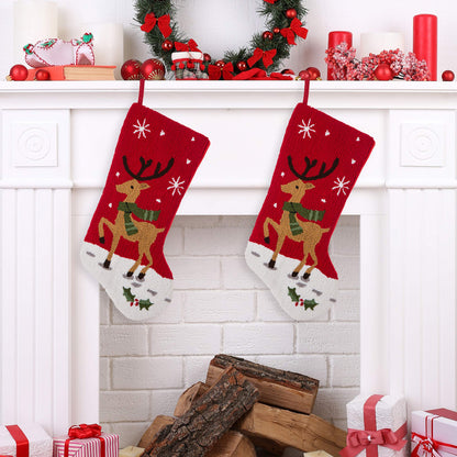 Glitzhome LED Christmas Stockings – 21" Embroidered Linen Stockings, 2-Pack