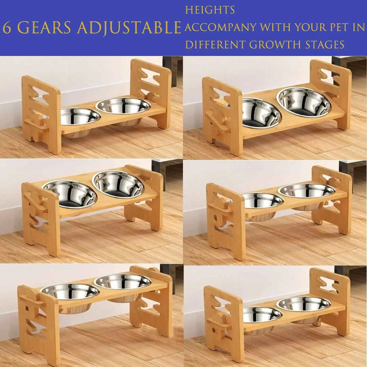 Natural Wood Elevated Cat Feeder – Neck-Support Raised Feeding Stand