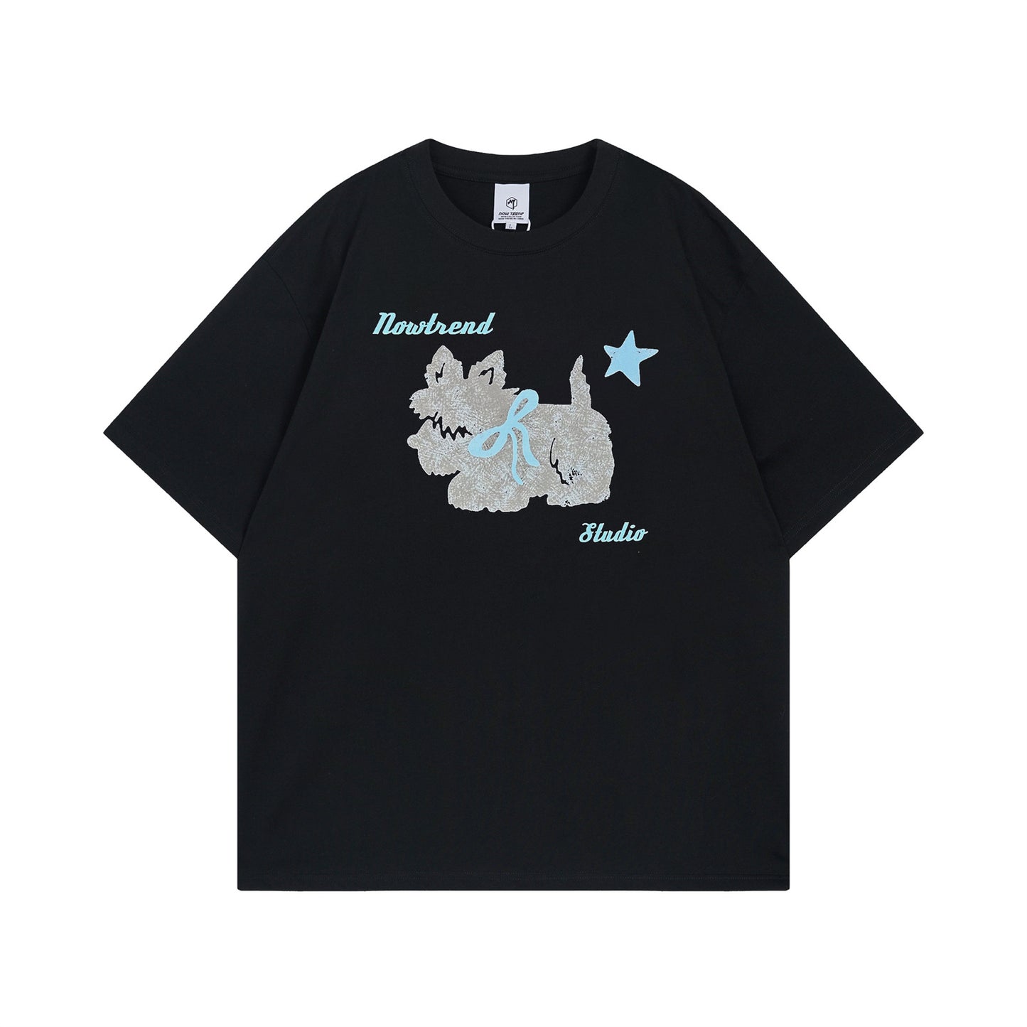 Fun Animal Letter Print Short Sleeve T-Shirt Men's Summer  Loose Casual Versatile Couple Top