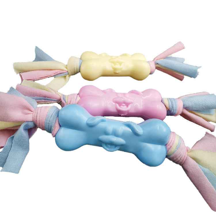 TPR Dog Bone Cotton Cloth Strips for Teeth Relief