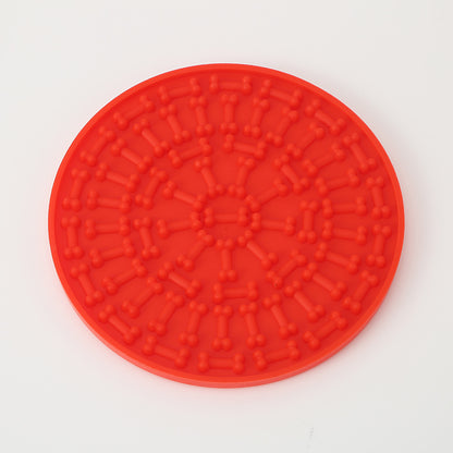 Silicone Feeding Mat with Suction Cup Pet Licking Pad Slow Feeding Mat Anti-Tip Slow Feeding Pad Round Cat Dog Licking Pad