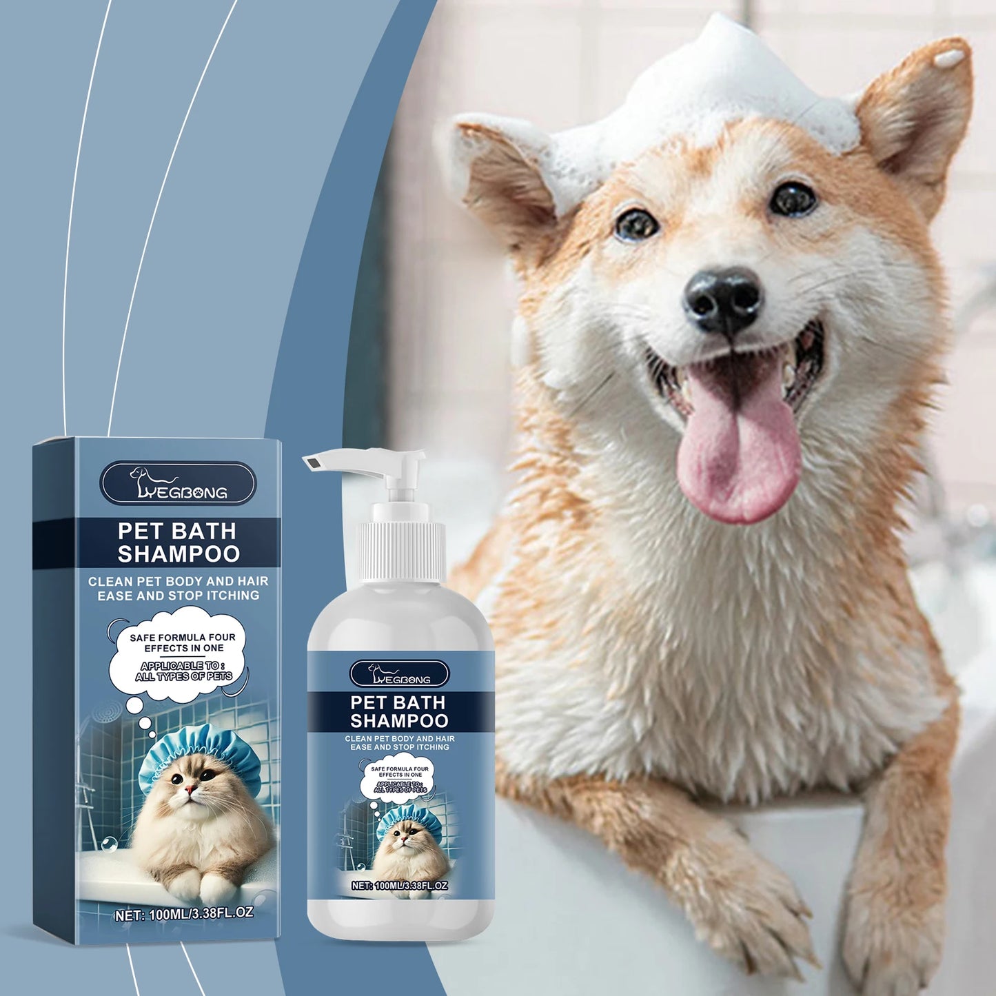 YEGBONG 100ML Pet Bath Shampoo Mild Non-Irritating Cat Dog Shower Gel Moisturize Nourish Clean Reduce Odor Daily Cleaning
