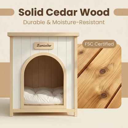 Modern Indoor Wooden Pet House & Side Table – Solid Cedar Furniture for Small Dogs & Cats