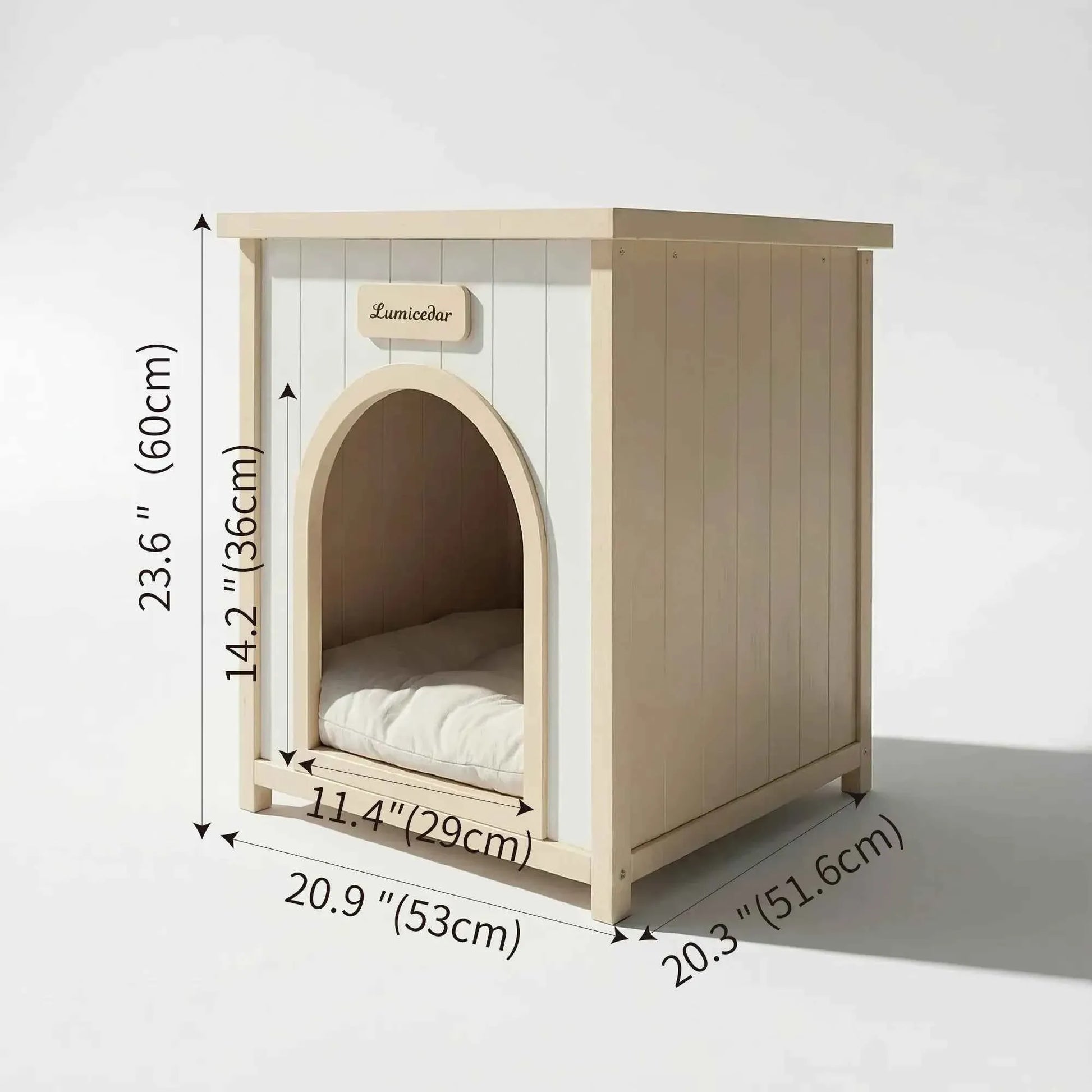 Modern Indoor Wooden Pet House & Side Table – Solid Cedar Furniture for Small Dogs & Cats