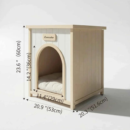 Modern Indoor Wooden Pet House & Side Table – Solid Cedar Furniture for Small Dogs & Cats