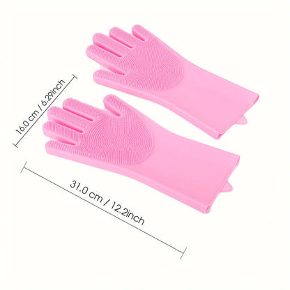 Pet Bathing Glove - Silicone Scrubber Mitt for Dogs & Cats, Massage & Deshedding, Waterproof, Bite-Resistant (Blue/Pink)