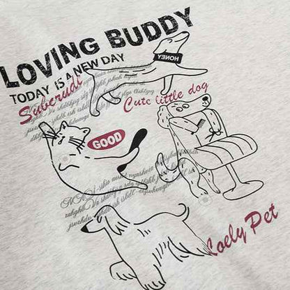 Animal letter printed short sleeved t-shirt