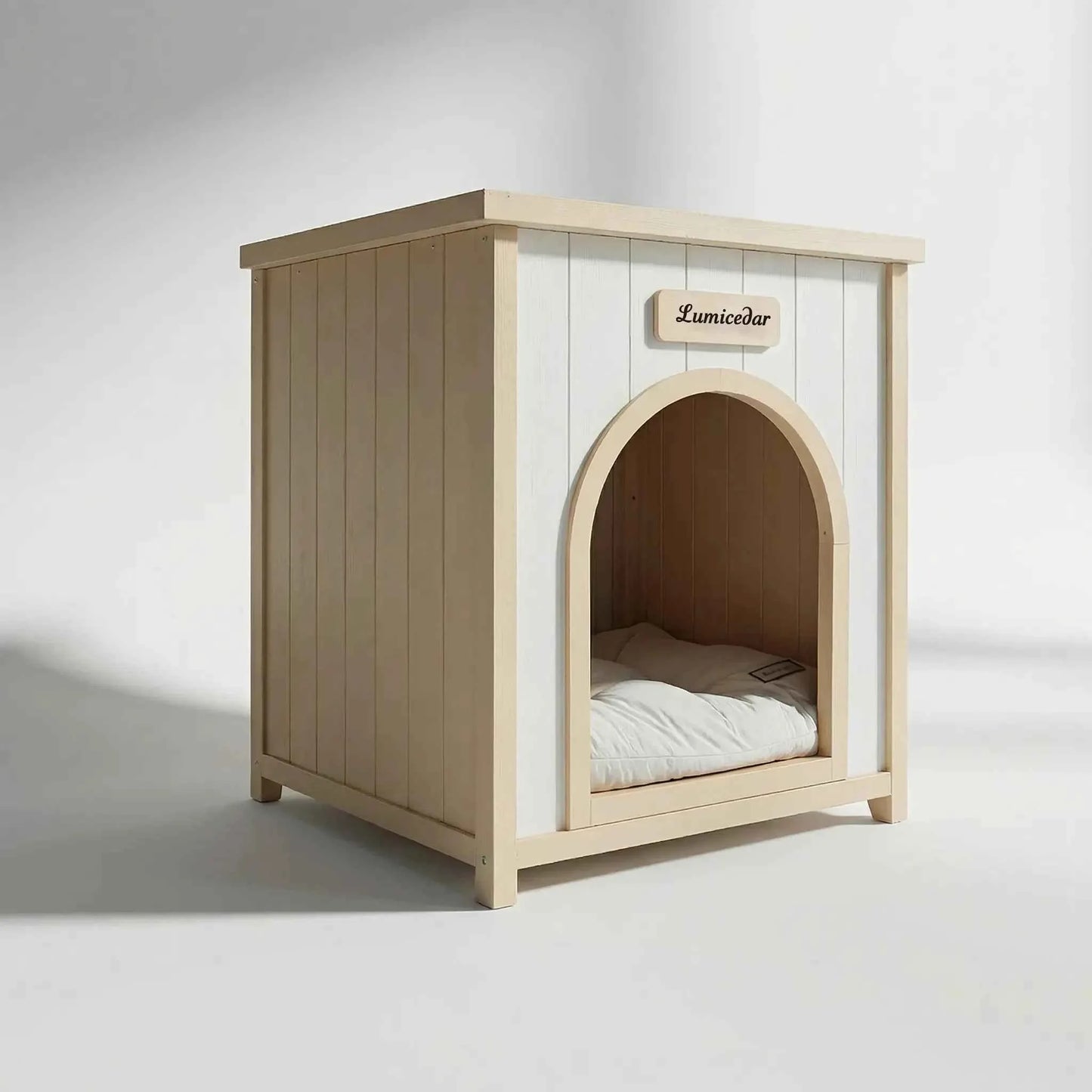 Modern Indoor Wooden Pet House & Side Table – Solid Cedar Furniture for Small Dogs & Cats