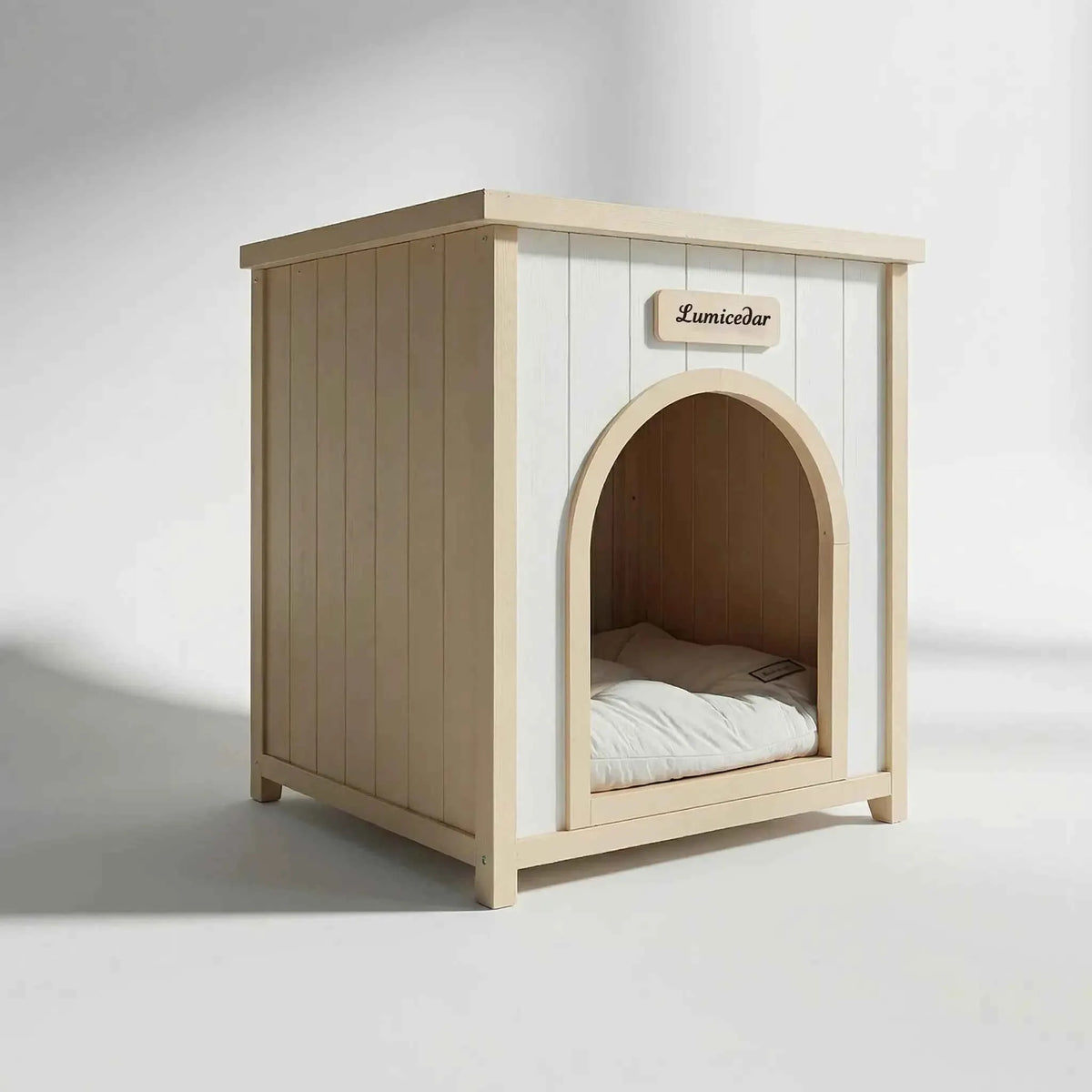 Modern Indoor Wooden Pet House & Side Table – Solid Cedar Furniture for Small Dogs & Cats