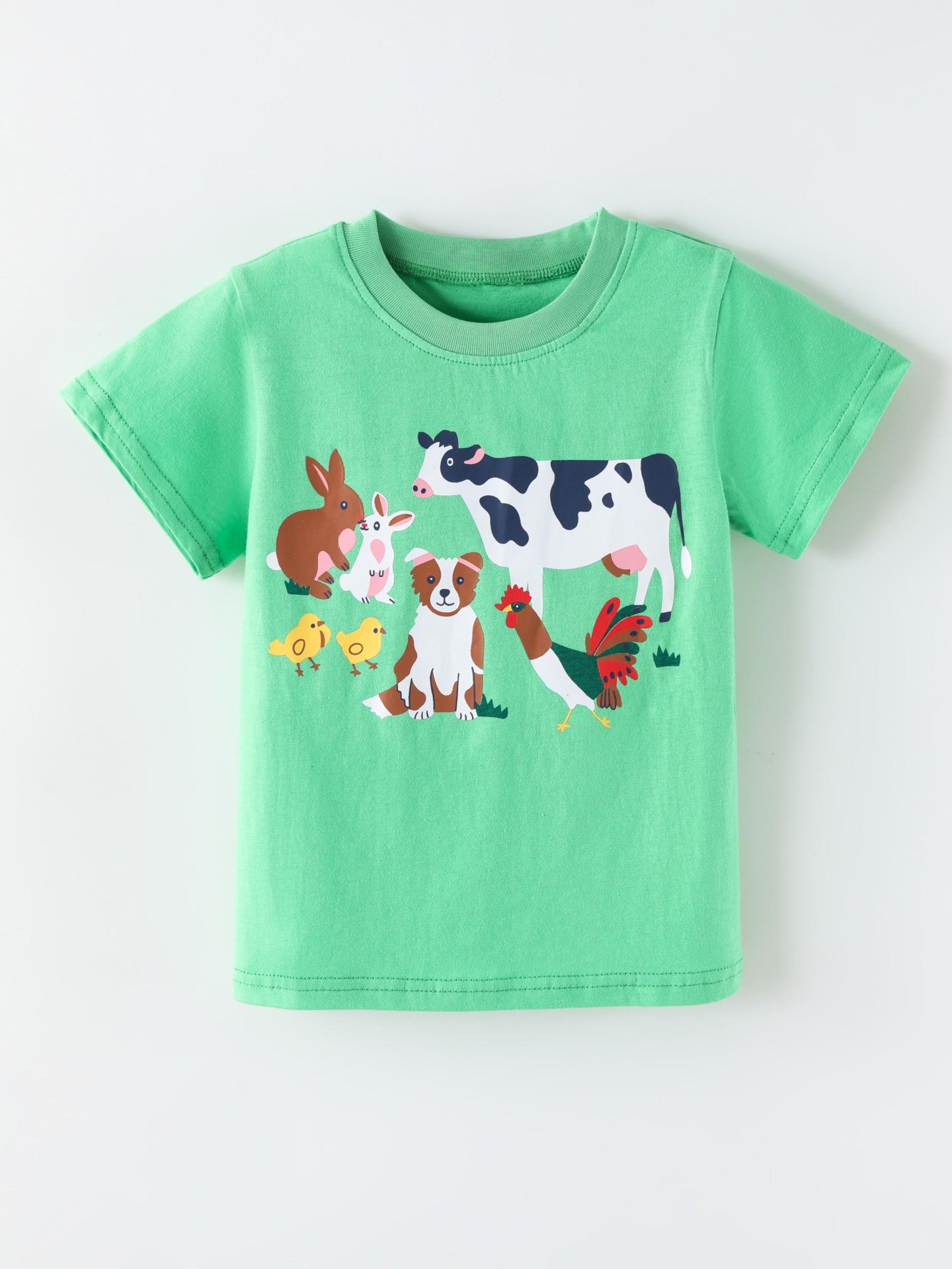Style Animal Print Short Sleeve Round Neck Children's T-Shirt