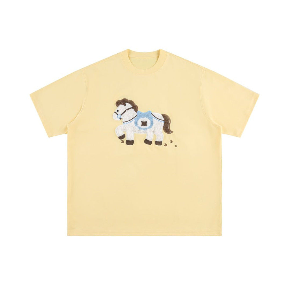 Animal plush embroidered short sleeved t-shirt
