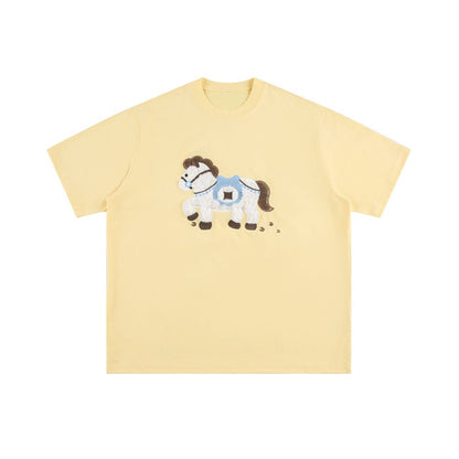 Animal plush embroidered short sleeved t-shirt