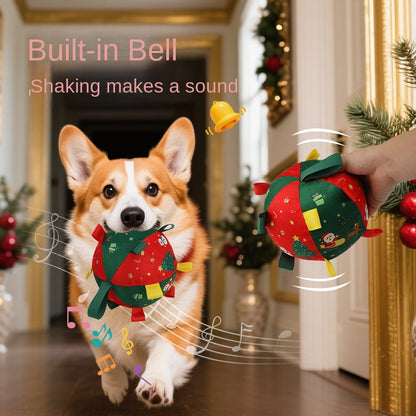 Christmas style dog toy ball outdoor sports ball self fun grinding plush ball small and medium-sized dog training pet toy